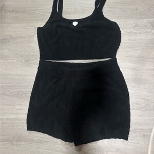 stars above Black Plush Knit Tank and Shorts Set